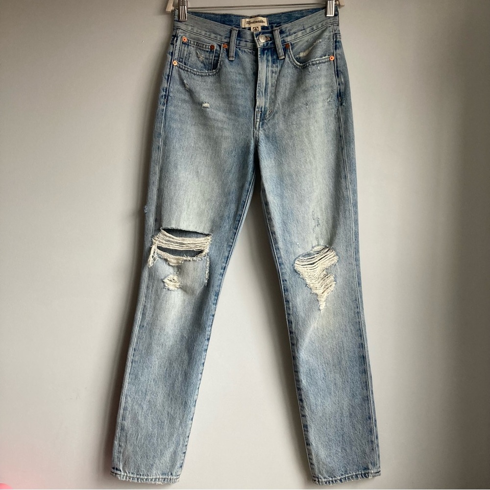 Madewell High Rise Distressed Jeans - Light Blue
